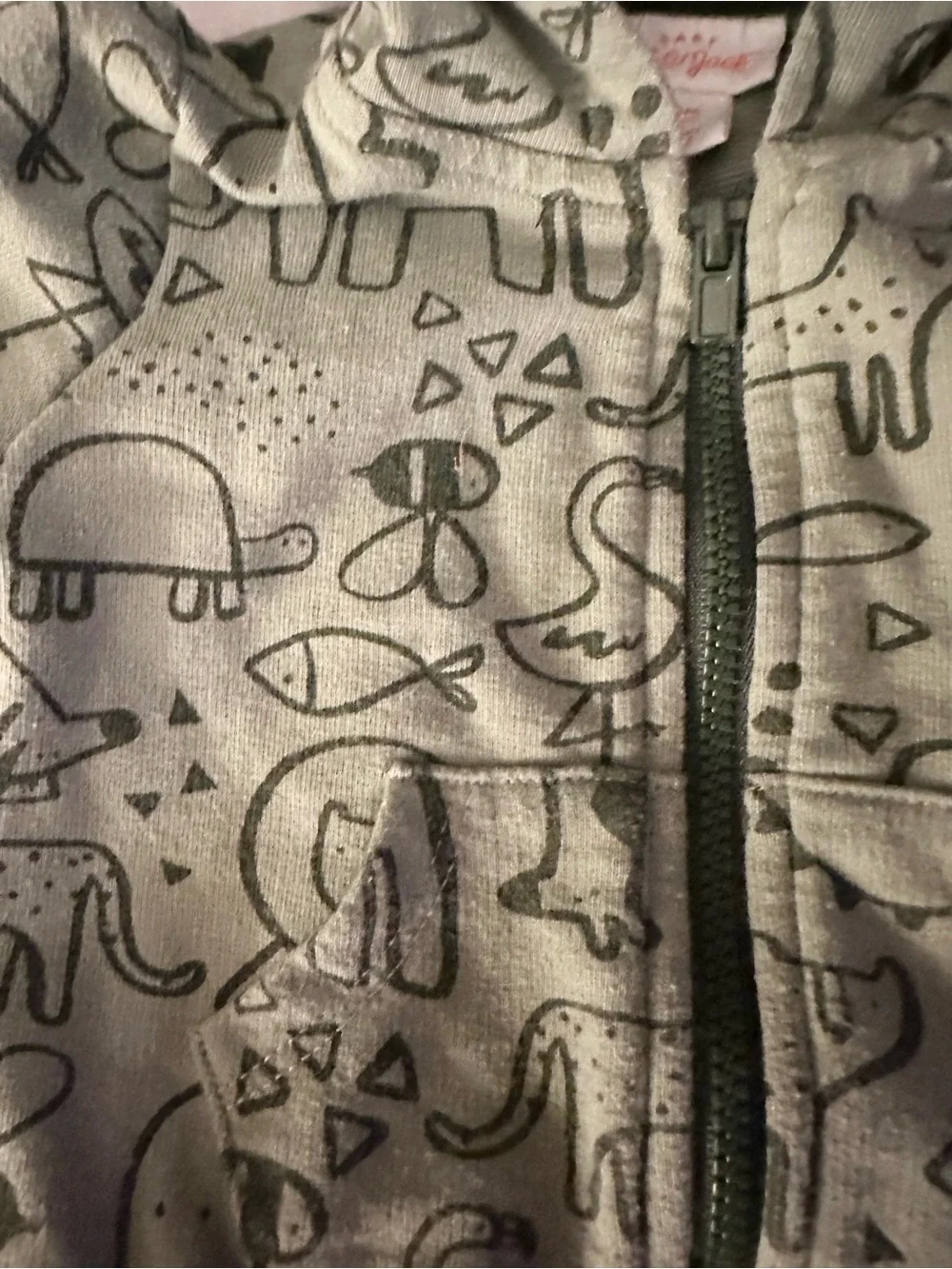 Cat & Jack Green Animal Print Hooded Zip Jacket